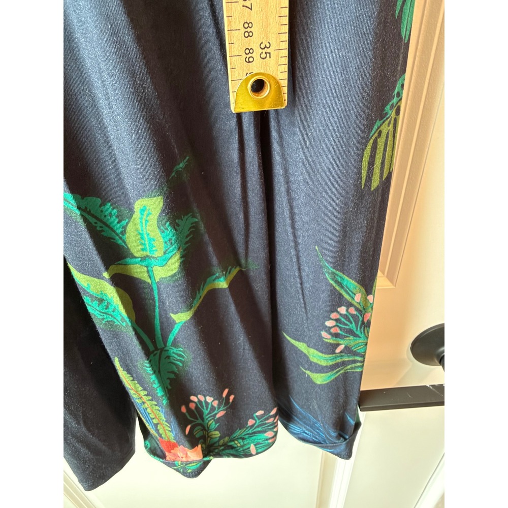Soma Tropical Floral V-Neck Midi Dress Women Size M Navy Blue Resortwear Boho - Picture 6 of 6